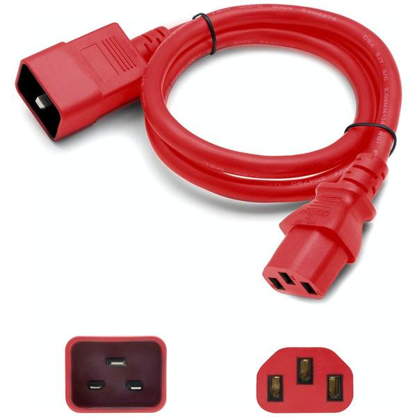 Add-On Addon 2Ft C13 To C20 14Awg 100-250V Red Power Extension Cable ADD-C132C2014AWG2FTRD